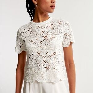 Abercrombie Crotchet Lacy Short-Sleeve Top